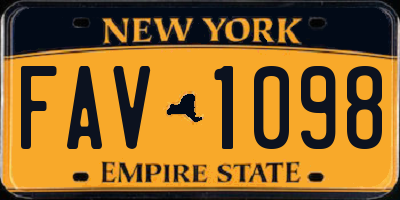 NY license plate FAV1098
