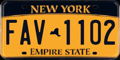 NY license plate FAV1102