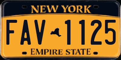 NY license plate FAV1125