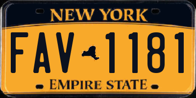 NY license plate FAV1181