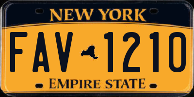NY license plate FAV1210