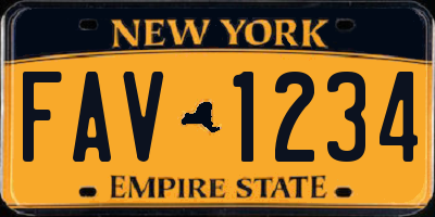 NY license plate FAV1234