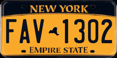 NY license plate FAV1302