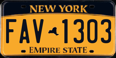 NY license plate FAV1303
