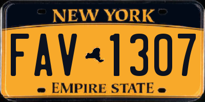 NY license plate FAV1307