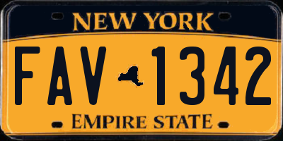 NY license plate FAV1342