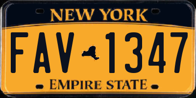 NY license plate FAV1347