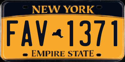 NY license plate FAV1371