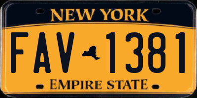 NY license plate FAV1381