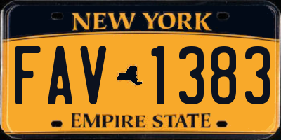 NY license plate FAV1383