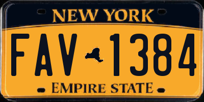 NY license plate FAV1384
