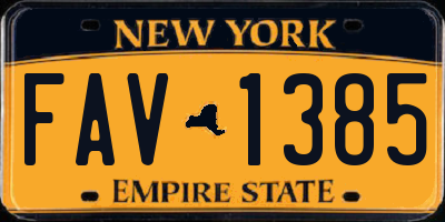 NY license plate FAV1385