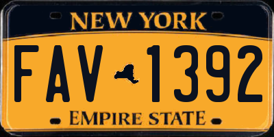 NY license plate FAV1392