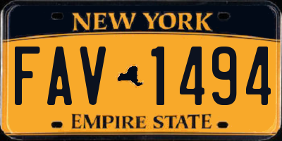 NY license plate FAV1494