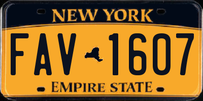 NY license plate FAV1607