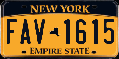 NY license plate FAV1615