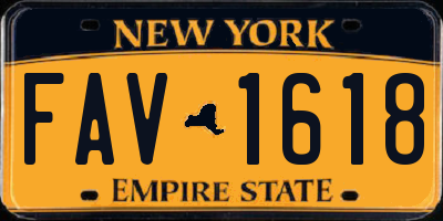 NY license plate FAV1618
