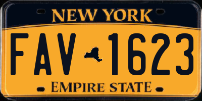 NY license plate FAV1623