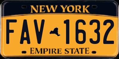 NY license plate FAV1632