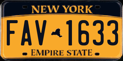 NY license plate FAV1633