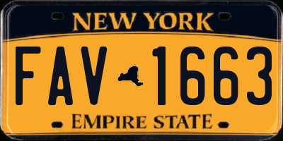 NY license plate FAV1663