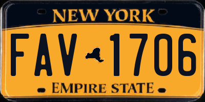 NY license plate FAV1706