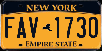 NY license plate FAV1730
