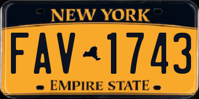 NY license plate FAV1743