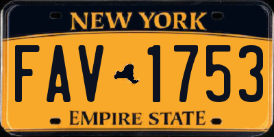 NY license plate FAV1753
