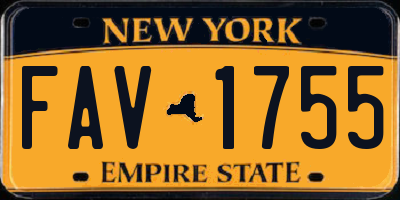NY license plate FAV1755
