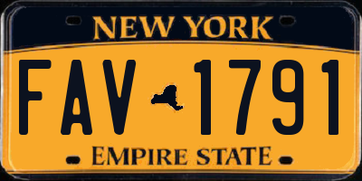 NY license plate FAV1791