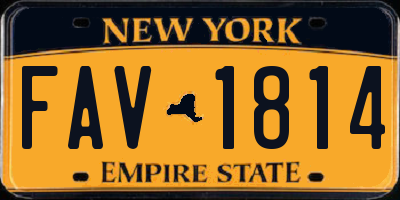 NY license plate FAV1814