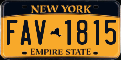 NY license plate FAV1815
