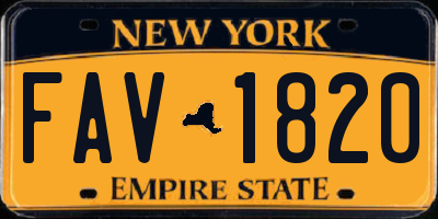 NY license plate FAV1820