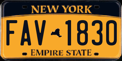 NY license plate FAV1830
