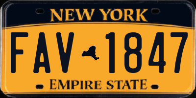 NY license plate FAV1847