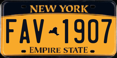 NY license plate FAV1907