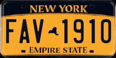 NY license plate FAV1910