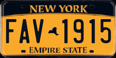 NY license plate FAV1915