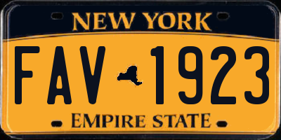 NY license plate FAV1923
