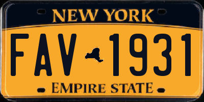 NY license plate FAV1931