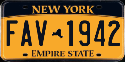 NY license plate FAV1942