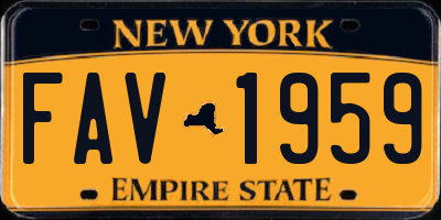 NY license plate FAV1959