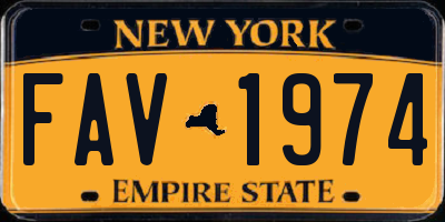 NY license plate FAV1974