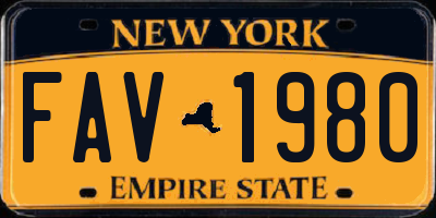 NY license plate FAV1980