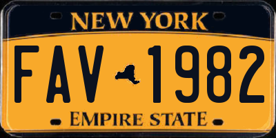 NY license plate FAV1982