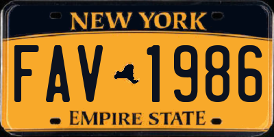 NY license plate FAV1986