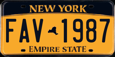 NY license plate FAV1987