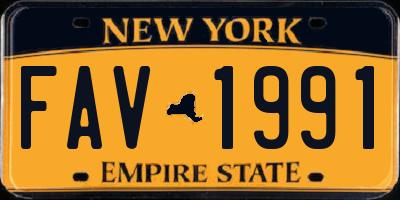 NY license plate FAV1991