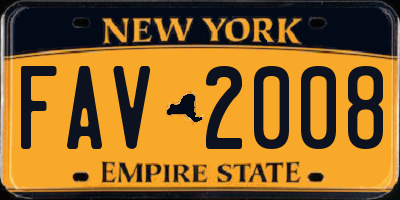 NY license plate FAV2008